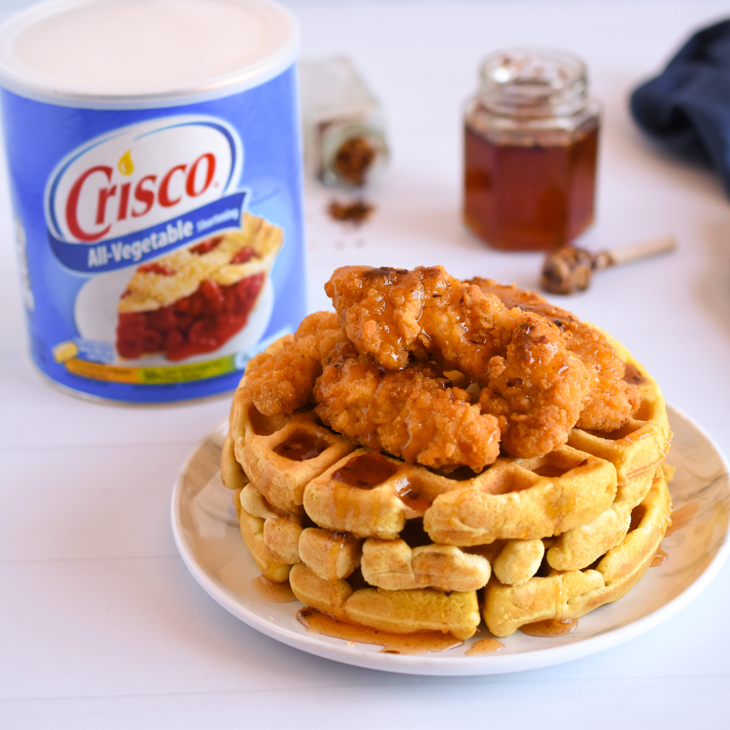 Chicken and Waffles with Hot Honey Sauce