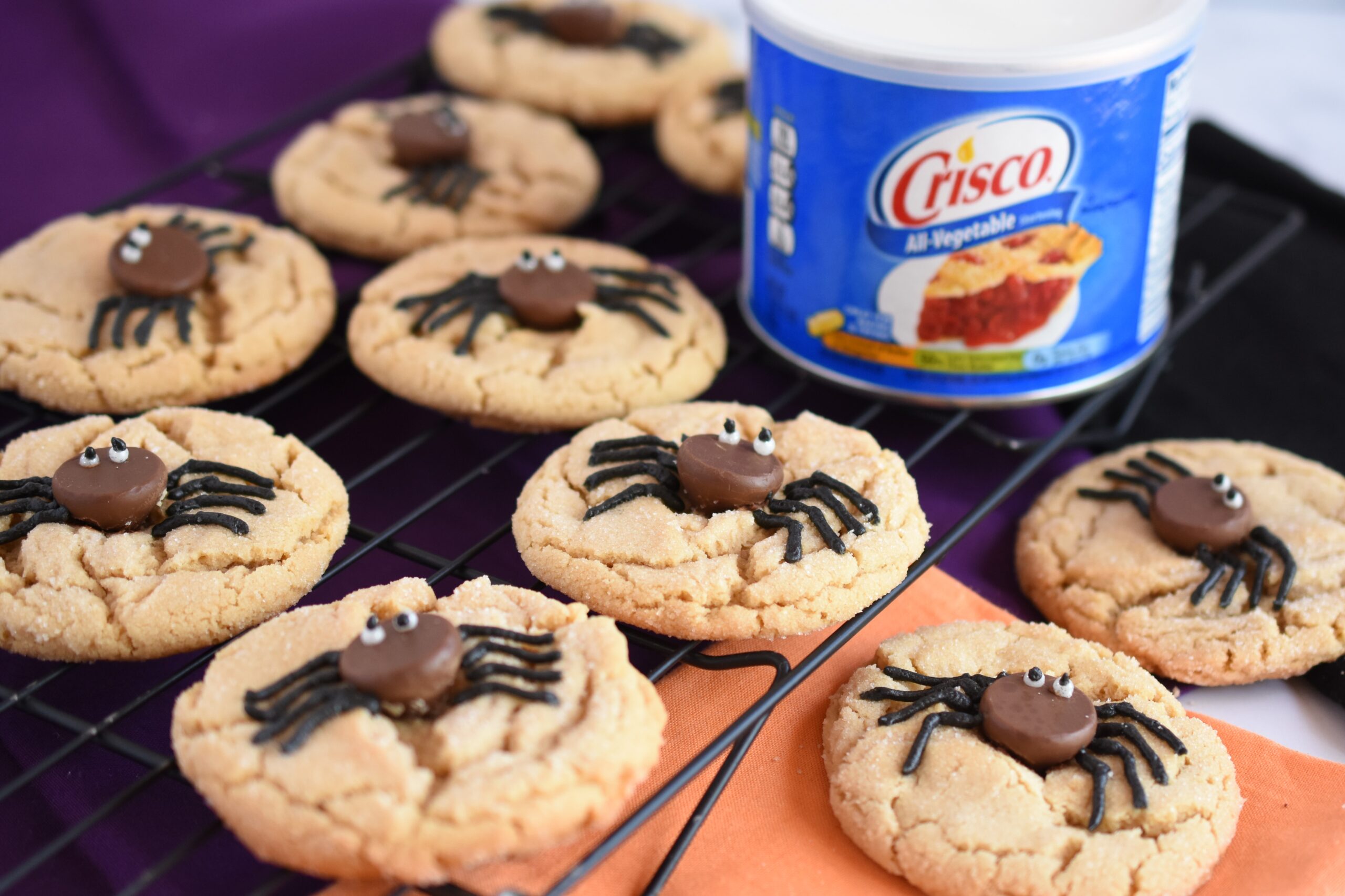 Halloween Peanut Butter Spider Cookies