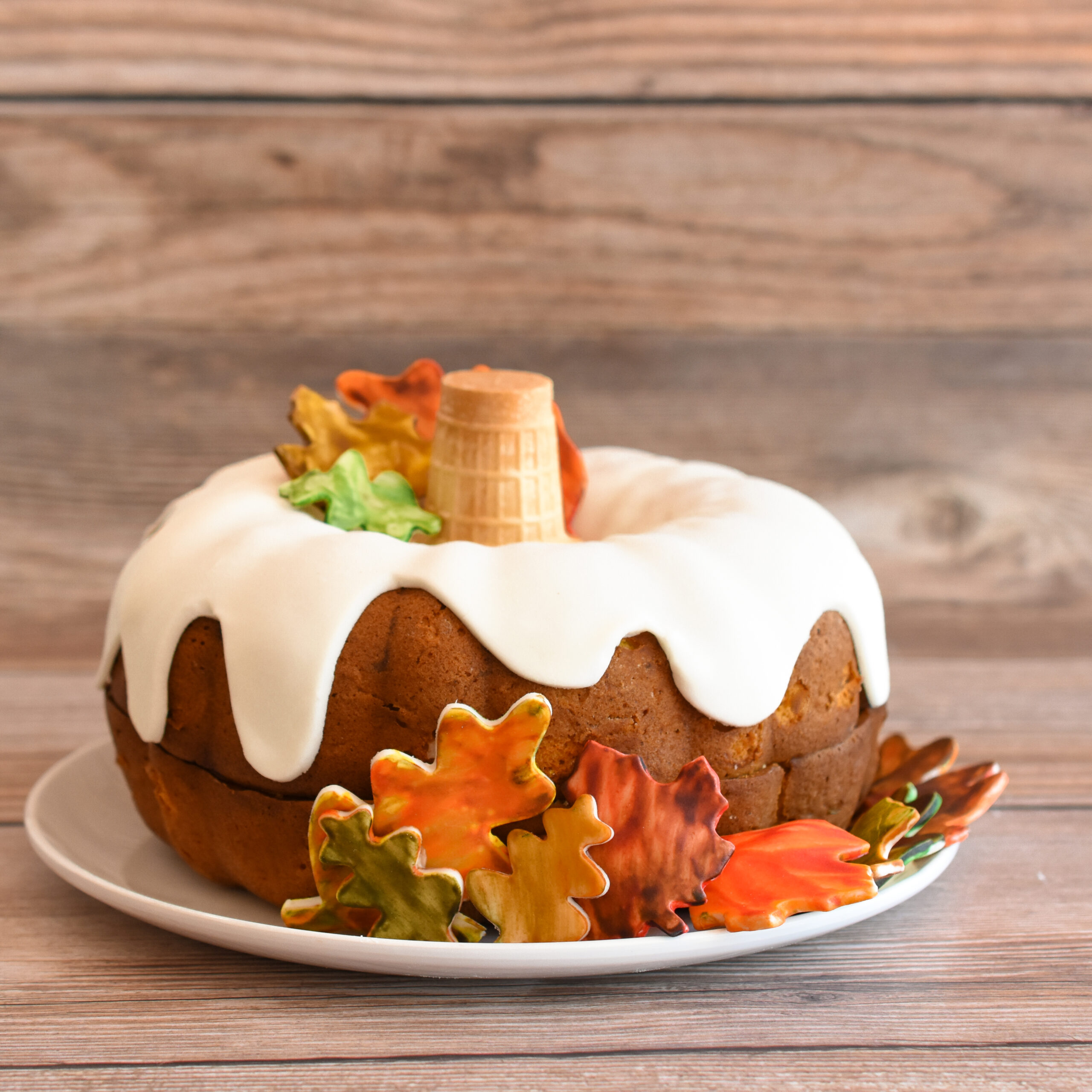 Decorated Pumpkin Bundt Cake