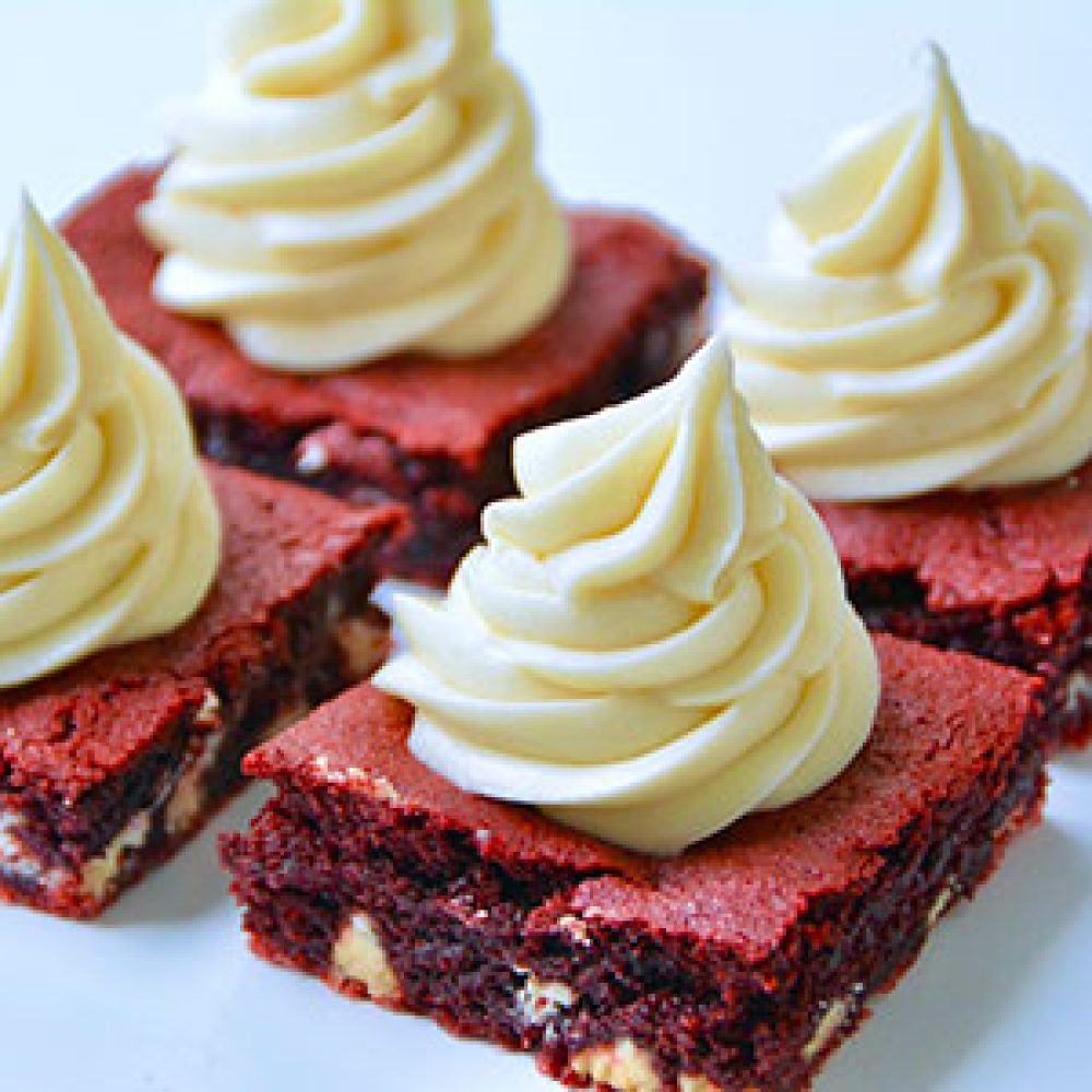 Red Velvet Brownies with Cream Cheese Frosting