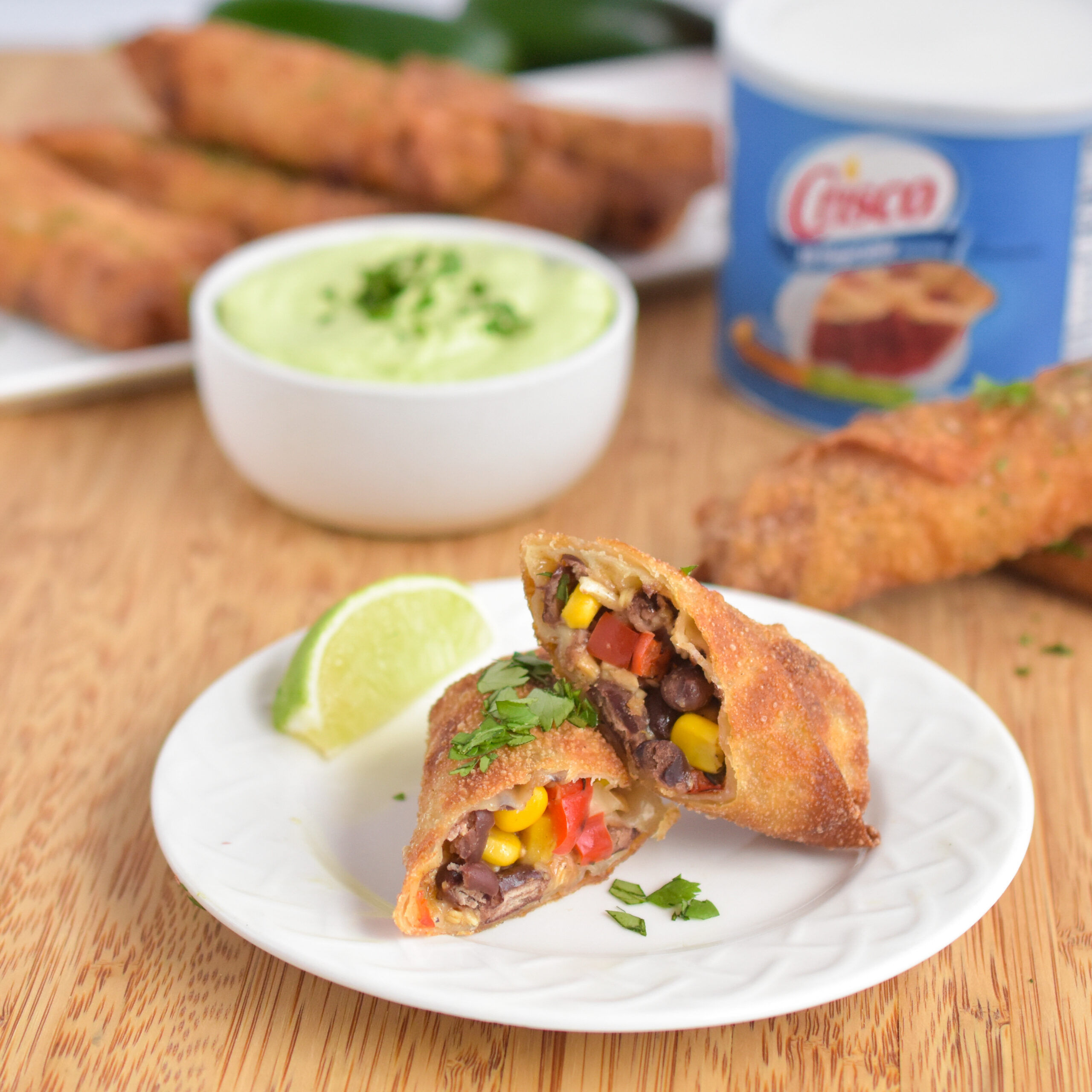 Southwest Egg Rolls with Avocado Dip