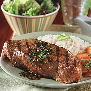 Asian Grilled Steaks with Spicy Herb Sauce