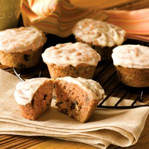 Carrot Muffins with Cream Cheese Glaze