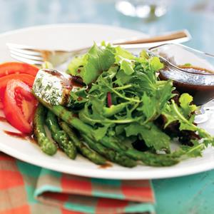 Goat Cheese & Asparagus Salad with Raspberry Balsamic Dressing