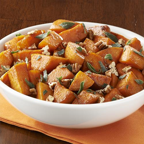 Molasses Glazed Sweet Potatoes with Sage & Pecans