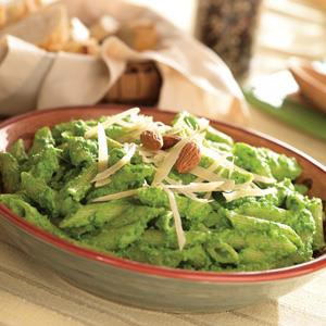 Penne with Arugula Almond Pesto