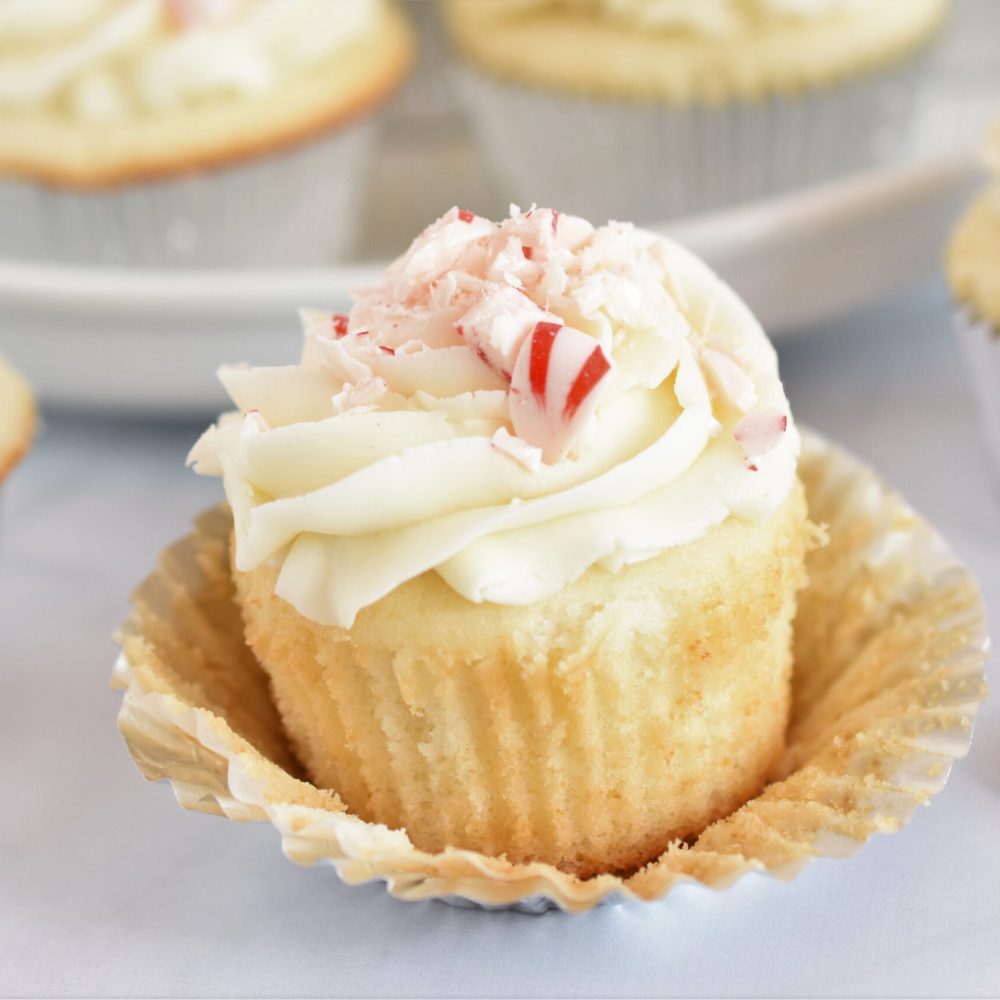 Peppermint Cupcakes with White Chocolate Frosting