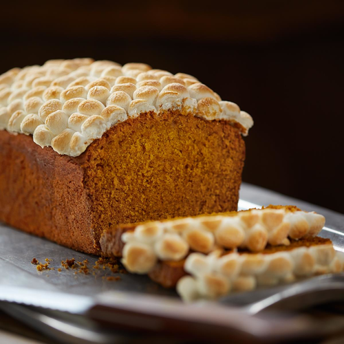 Pumpkin Spice Quick Bread with Toasted Marshmallows