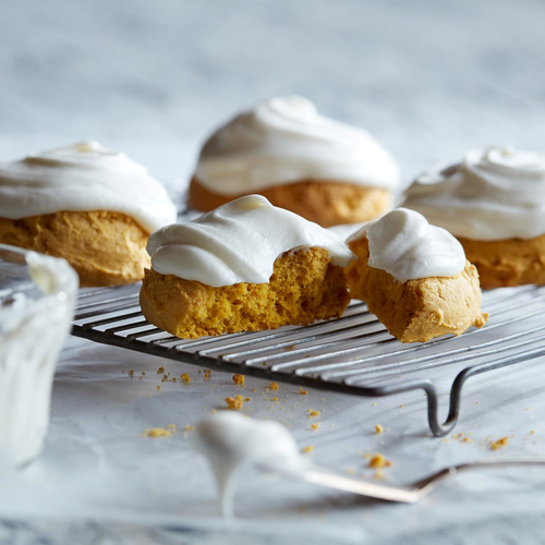 Big Soft Pumpkin Cookies with Cream Cheese Frosting