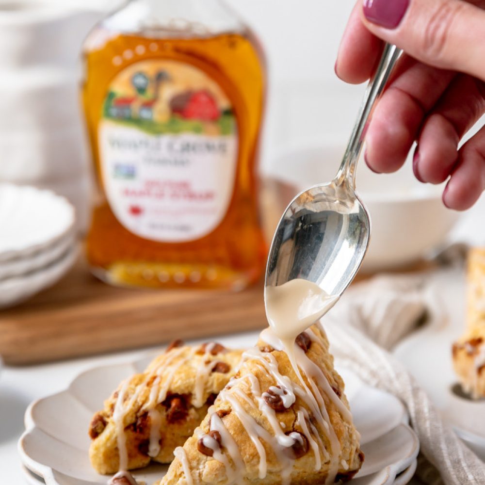 Cinnamon Chip Scones with Maple Glaze