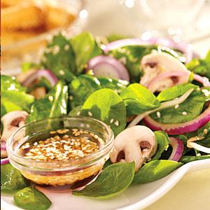 Spinach Salad with Hot Sesame Dressing