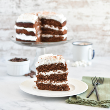 Cinnamon Hot Chocolate Cake with Marshmallow Creme