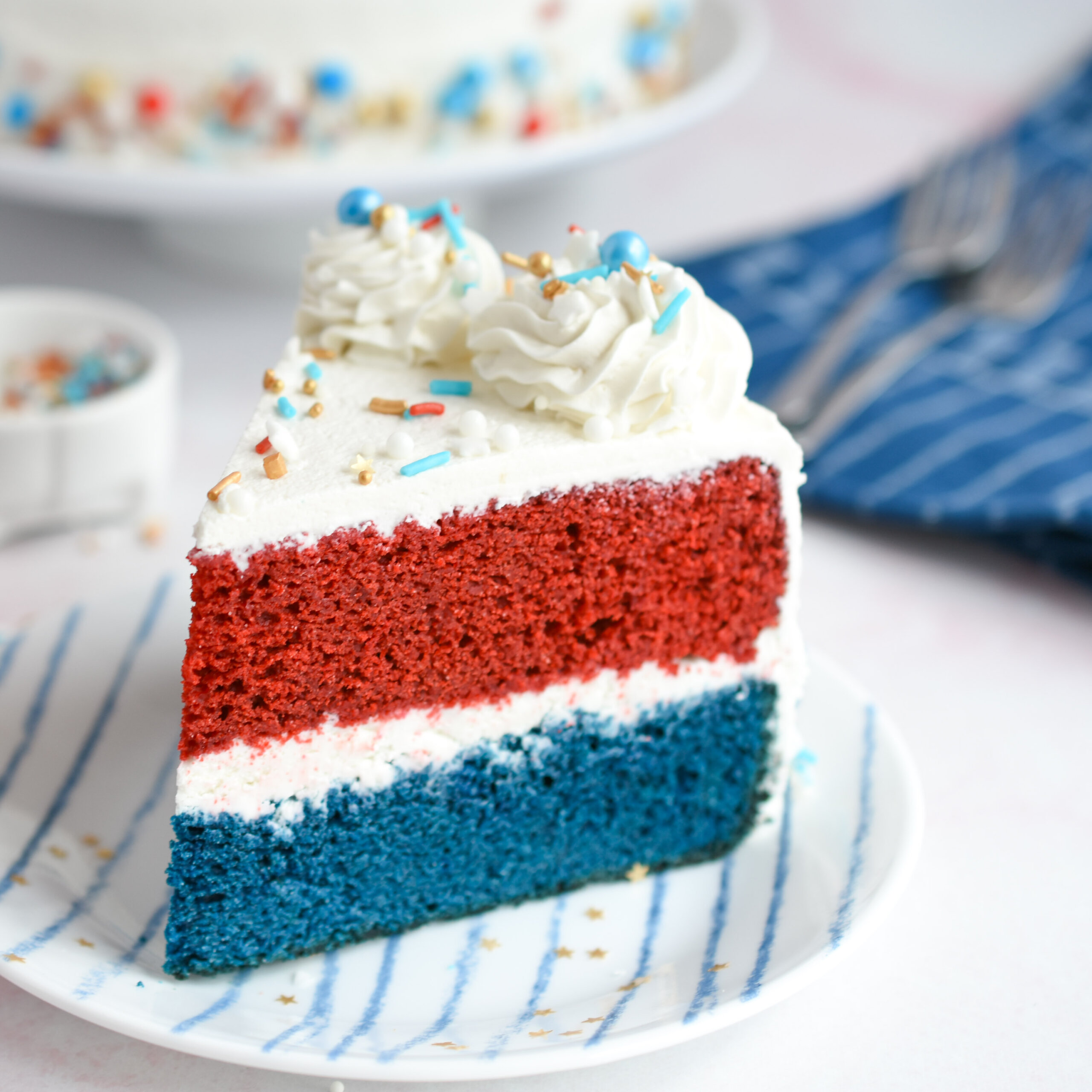 Red, White and Blue Velvet Cake