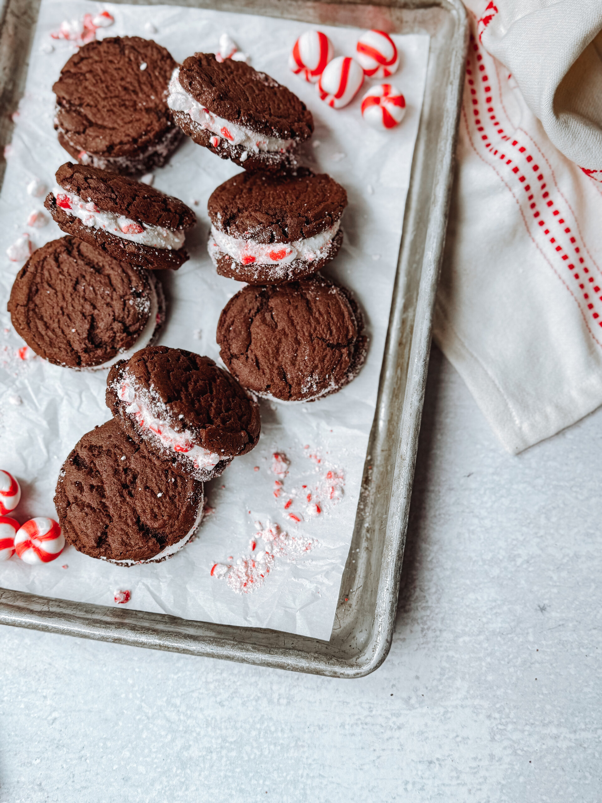 Chocolate Peppermint Cream Filled Cookies