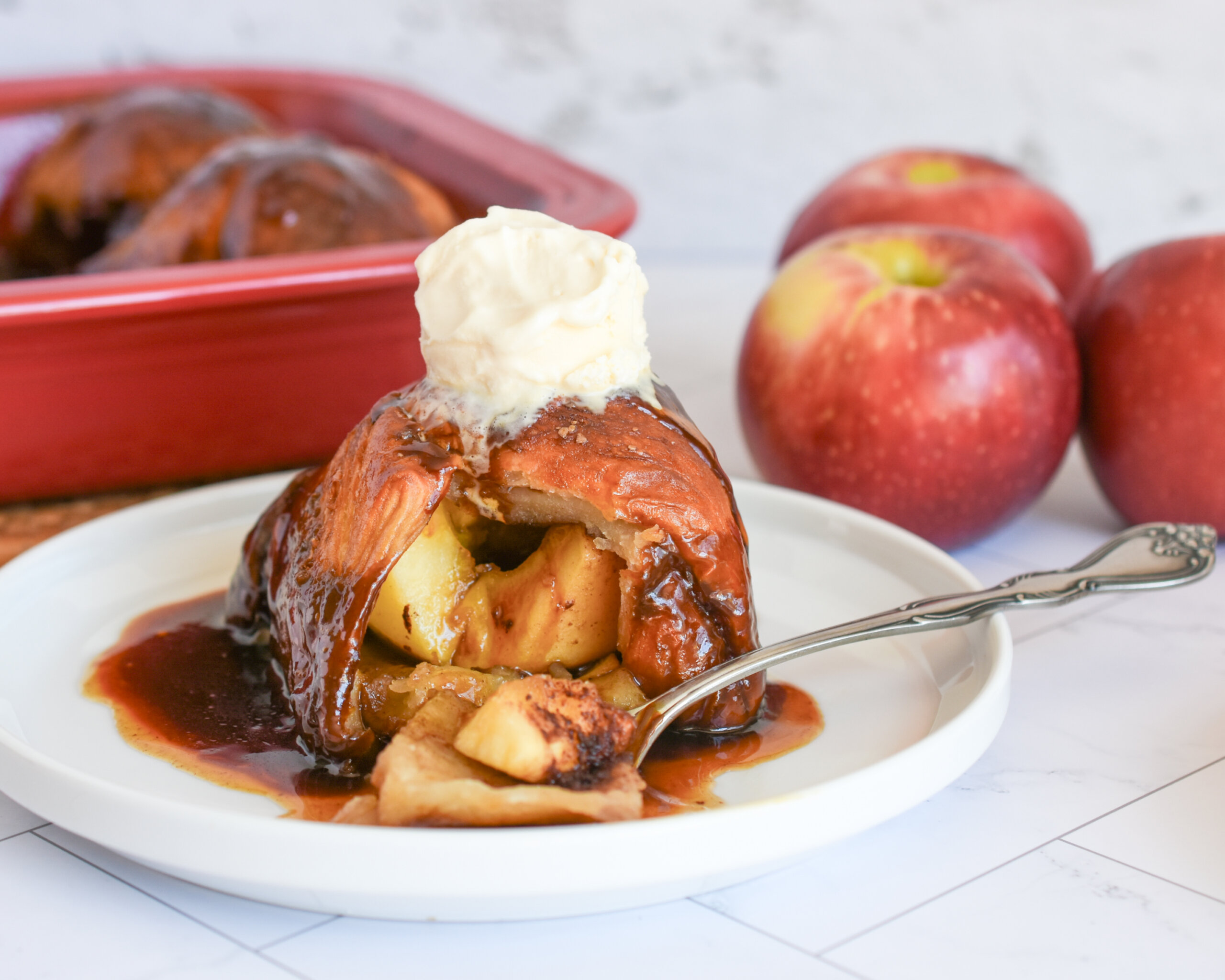 Apple Dumplings with Salted Molasses Sauce